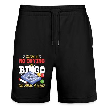 Bingo Player There Is No Crying In - Stanley/Stella Unisex Bio Joggingshorts Trainer  - Schwarz - Vorne - Nik (191cm) & Marisol (170cm)