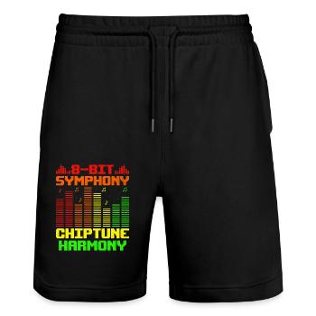 Chiptune Music Lover Groove to the Bleeps and Bloo - Stanley/Stella Trainer Unisex Organic Jogging Shorts - black - Front - Nik (191cm) & Marisol (170cm)