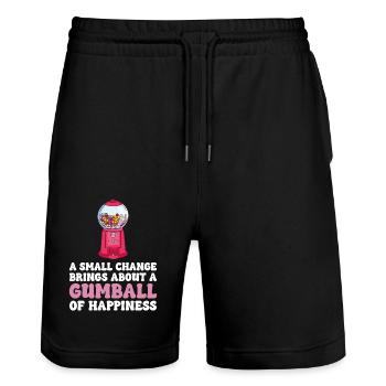 Un petit changement apporte une boule de gomme de bonheur - Short de jogging bio TRAINER Stanley/Stella unisexe - noir - Devant - Nik (191cm) & Marisol (170cm)
