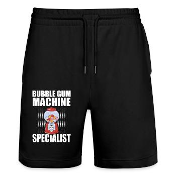 Bubble Gum Machine Specialist - Stanley/Stella Trainer Unisex Organic Jogging Shorts - black - Front - Nik (191cm) & Marisol (170cm)