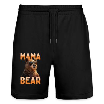 Mama Bear Bear Mother Bear Mother's Day Grizzly Bear - Stanley/Stella Trainer Unisex Organic Jogging Shorts - black - Front - Nik (191cm) & Marisol (170cm)