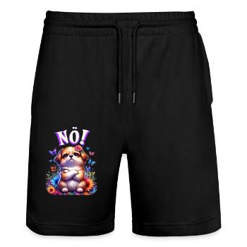 Chien drôle de dire non ! Pour les amoureux des chiens - Short de jogging bio TRAINER Stanley/Stella unisexe - noir - Devant - Nik (191cm) & Marisol (170cm)