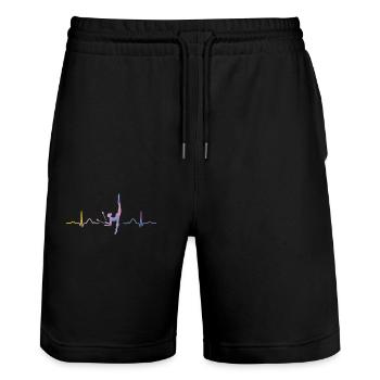 Gymnastics Clubs Ekg Rhythmic Gymnastics - Stanley/Stella Trainer Unisex Organic Jogging Shorts - black - Front - Nik (191cm) & Marisol (170cm)