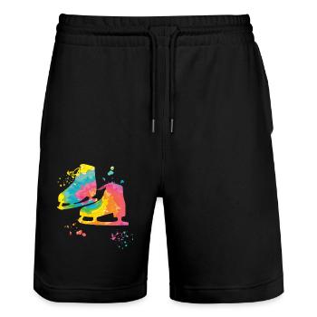 Eiskunstläufer Schlittschuhlaufen Eiskunstlauf - Stanley/Stella Unisex Bio Joggingshorts Trainer  - Schwarz - Vorne - Nik (191cm) & Marisol (170cm)