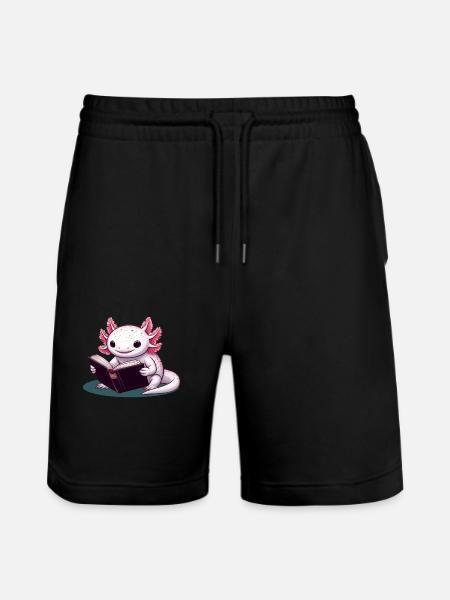Reading Axolotl - Stanley/Stella Trainer Unisex Organic Jogging Shorts - black
