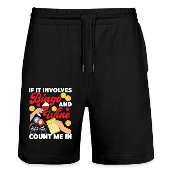 Bingo Player Wine If It Involves - Stanley/Stella Trainer Unisex Organic Jogging Shorts - black - Front - Nik (191cm) & Marisol (170cm)