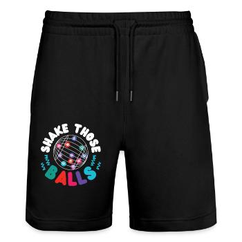 Bingo Player Pun Shake Those Balls - Stanley/Stella Trainer Unisex Organic Jogging Shorts - black - Front - Nik (191cm) & Marisol (170cm)