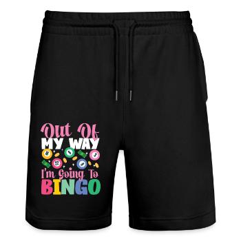Bingo Player Out Of My Way I'm - Stanley/Stella Trainer Unisex Organic Jogging Shorts - black - Front - Nik (191cm) & Marisol (170cm)