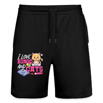Bingo Player Cat I Love Bingo And - Stanley/Stella Trainer Unisex Organic Jogging Shorts - black - Front - Nik (191cm) & Marisol (170cm)