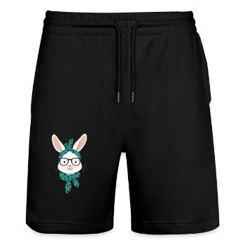 Maman Lapin Mignon Lapin Maman Mignon Lapin de Pâques - Short de jogging bio TRAINER Stanley/Stella unisexe - noir - Devant - Nik (191cm) & Marisol (170cm)