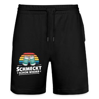 Tastes good again Canned beer Festival tent - Stanley/Stella Trainer Unisex Organic Jogging Shorts - black - Front - Nik (191cm) & Marisol (170cm)