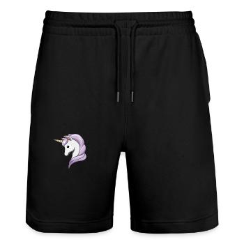 Regenbogen Einhorn Kopf Niedlich Rosa Magisches Einhorn - Stanley/Stella Unisex Bio Joggingshorts Trainer  - Schwarz - Vorne - Nik (191cm) & Marisol (170cm)