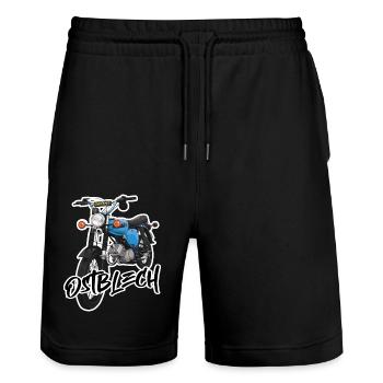 S51 (hellblau) // Illustration - Stanley/Stella Unisex Bio Joggingshorts Trainer  - Schwarz - Vorne - Nik (191cm) & Marisol (170cm)