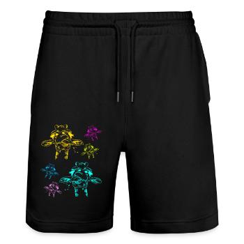 Giraffe Giraffen Safari - Stanley/Stella Unisex Bio Joggingshorts Trainer  - Schwarz - Vorne - Nik (191cm) & Marisol (170cm)