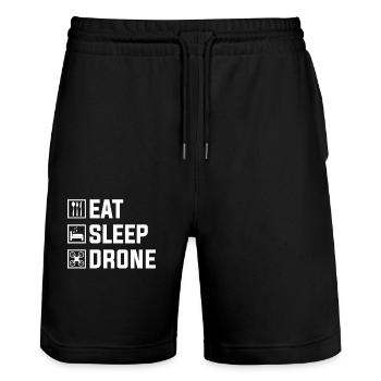 Eat Drone Repeat - Stanley/Stella Trainer Unisex Organic Jogging Shorts - black - Front - Nik (191cm) & Marisol (170cm)
