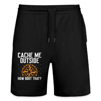 Geocaching Geocache Funny Geocacher Geocacher Sayi - Stanley/Stella Trainer Unisex Organic Jogging Shorts - black - Front - Nik (191cm) & Marisol (170cm)