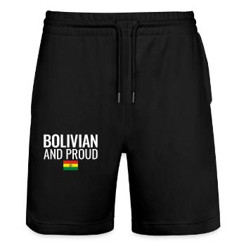 Bolivian And Proud Bolivien Flagge Bolivianer - Stanley/Stella Unisex Bio Joggingshorts Trainer  - Schwarz - Vorne - Nik (191cm) & Marisol (170cm)