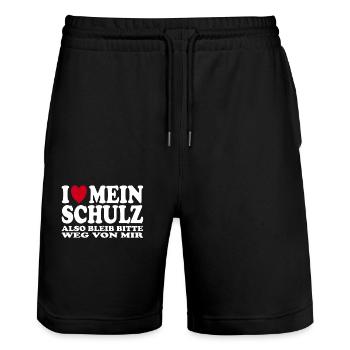 I Love My Schulz Saying Gift Idea - Stanley/Stella Trainer Unisex Organic Jogging Shorts - black - Front - Nik (191cm) & Marisol (170cm)
