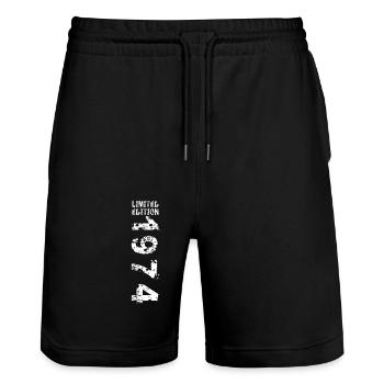 1974 Birthday Gift Idea Vintage Edition 1974 - Stanley/Stella Trainer Unisex Organic Jogging Shorts - black - Front - Nik (191cm) & Marisol (170cm)