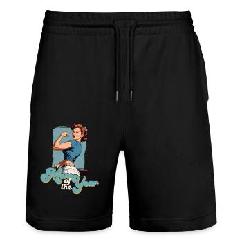 Mutter des Jahres - Stolze Beste Mama Design - Stanley/Stella Unisex Bio Joggingshorts Trainer  - Schwarz - Vorne - Nik (191cm) & Marisol (170cm)