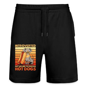 Hot Dog Adult Retro Introverted - Stanley/Stella Unisex Bio Joggingshorts Trainer  - Schwarz - Vorne - Nik (191cm) & Marisol (170cm)