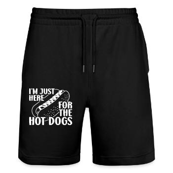Hot Dog Adulte Je suis juste là pour - Short de jogging bio TRAINER Stanley/Stella unisexe - noir - Devant - Nik (191cm) & Marisol (170cm)