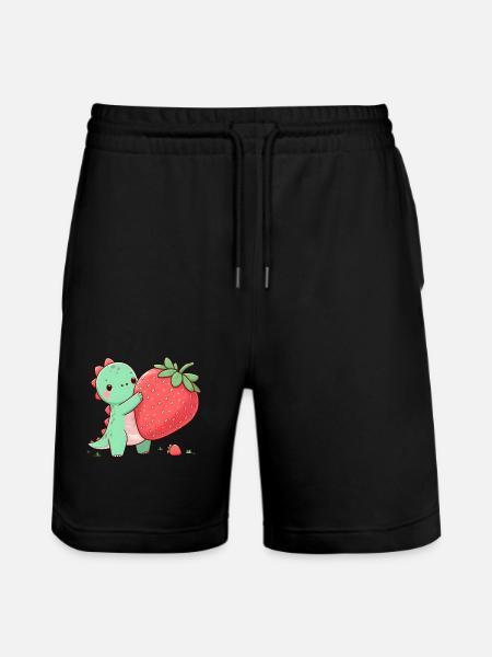 Strawberry Dino - Stanley/Stella Trainer Unisex Organic Jogging Shorts - black