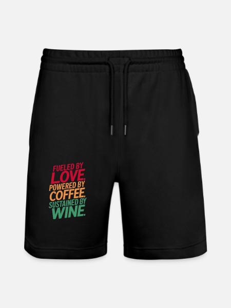 Angetrieben Von Liebe, Kaffee & Wein - Stanley/Stella Unisex Bio Joggingshorts Trainer  - Schwarz