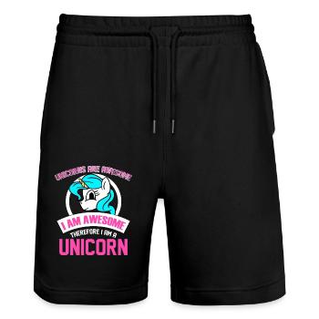 Les licornes sont géniales Je suis génial Je suis génial Je suis licorne amusant - Short de jogging bio TRAINER Stanley/Stella unisexe - noir - Devant - Nik (191cm) & Marisol (170cm)