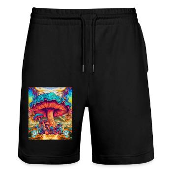 Champignons psychédéliques - Short de jogging bio TRAINER Stanley/Stella unisexe - noir - Devant - Nik (191cm) & Marisol (170cm)