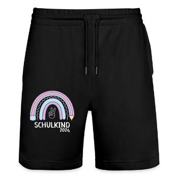 Back to school First day of school school child 2024 - Stanley/Stella Trainer Unisex Organic Jogging Shorts - black - Front - Nik (191cm) & Marisol (170cm)