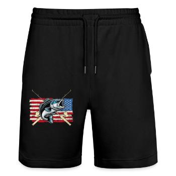 Poisson bar - Short de jogging bio TRAINER Stanley/Stella unisexe - noir - Devant - Nik (191cm) & Marisol (170cm)