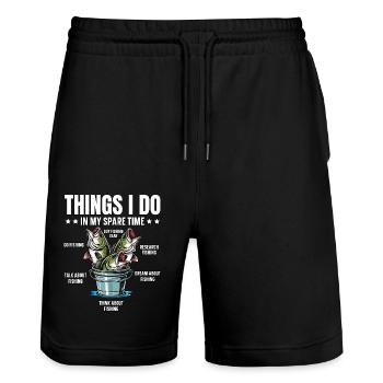 Dinge, die ich in meiner Freizeit mache - Stanley/Stella Unisex Bio Joggingshorts Trainer  - Schwarz - Vorne - Nik (191cm) & Marisol (170cm)