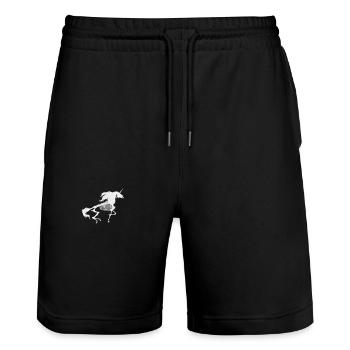 Unicorn Skeleton Funny Rainbow Magical Unicorn - Stanley/Stella Trainer Unisex Organic Jogging Shorts - black - Front - Nik (191cm) & Marisol (170cm)
