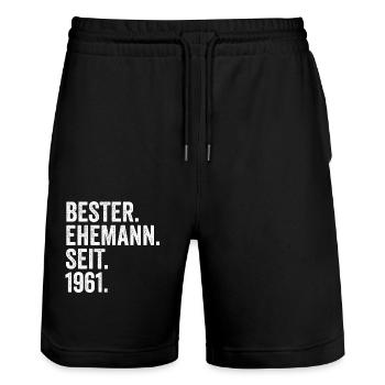 Meilleur mari de la Saint-Valentin depuis 1961 - Short de jogging bio TRAINER Stanley/Stella unisexe - noir - Devant - Nik (191cm) & Marisol (170cm)