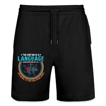 The Guitar Is A Language Understood By All, Speaki - Stanley/Stella Trainer Unisex Organic Jogging Shorts - black - Front - Nik (191cm) & Marisol (170cm)