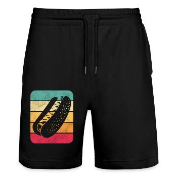 Hot Dog Adulte Rétro Vintage - Short de jogging bio TRAINER Stanley/Stella unisexe - noir - Devant - Nik (191cm) & Marisol (170cm)