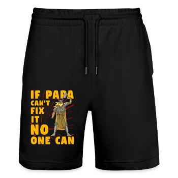Wenn Papa es nicht reparieren kann, kann es niemand - Stanley/Stella Unisex Bio Joggingshorts Trainer  - Schwarz - Vorne - Nik (191cm) & Marisol (170cm)