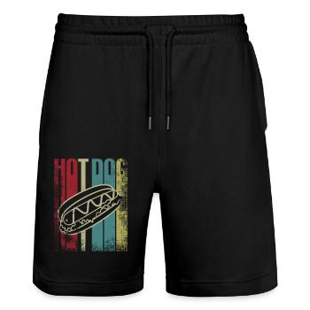 Hot Dog Adult Retro Vintage Hot - Stanley/Stella Unisex Bio Joggingshorts Trainer  - Schwarz - Vorne - Nik (191cm) & Marisol (170cm)