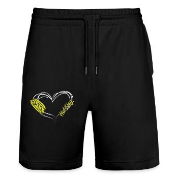 Hot Dog Adult Heart Hot Dog - Stanley/Stella Trainer Unisex Organic Jogging Shorts - black - Front - Nik (191cm) & Marisol (170cm)