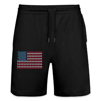 Hot Dog Adult American Flag - Stanley/Stella Trainer Unisex Organic Jogging Shorts - black - Front - Nik (191cm) & Marisol (170cm)