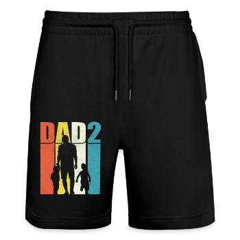 Dad - Stanley/Stella Trainer Unisex Organic Jogging Shorts - black - Front - Nik (191cm) & Marisol (170cm)