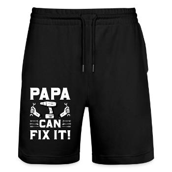 Papa peut le réparer - Short de jogging bio TRAINER Stanley/Stella unisexe - noir - Devant - Nik (191cm) & Marisol (170cm)