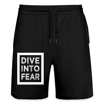 humor courage mindset birthday free fall - Stanley/Stella Trainer Unisex Organic Jogging Shorts - black - Front - Nik (191cm) & Marisol (170cm)