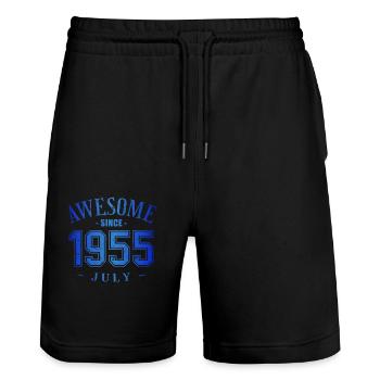 July 1955 - Geburtstag im Juli Awesome - Stanley/Stella Unisex Bio Joggingshorts Trainer  - Schwarz - Vorne - Nik (191cm) & Marisol (170cm)