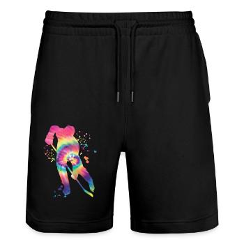 Eishockeyspieler Jungen Eishockey - Stanley/Stella Unisex Bio Joggingshorts Trainer  - Schwarz - Vorne - Nik (191cm) & Marisol (170cm)