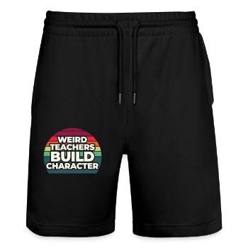 Weird Teachers Build Charakter Teacher - Stanley/Stella Unisex Bio Joggingshorts Trainer  - Schwarz - Vorne - Nik (191cm) & Marisol (170cm)