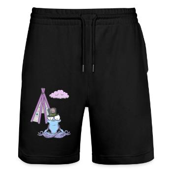 Frosch Frösche Hippie Tipi Meditation meditieren - Stanley/Stella Unisex Bio Joggingshorts Trainer  - Schwarz - Vorne - Nik (191cm) & Marisol (170cm)