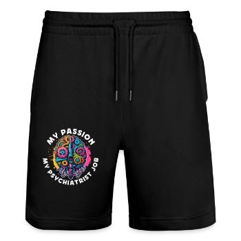 Psychiatrist My Passion My Psychiatrist Psychology - Stanley/Stella Trainer Unisex Organic Jogging Shorts - black - Front - Nik (191cm) & Marisol (170cm)