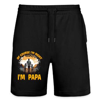 Of course I'm right I'm Papa - Stanley/Stella Trainer Unisex Organic Jogging Shorts - black - Front - Nik (191cm) & Marisol (170cm)